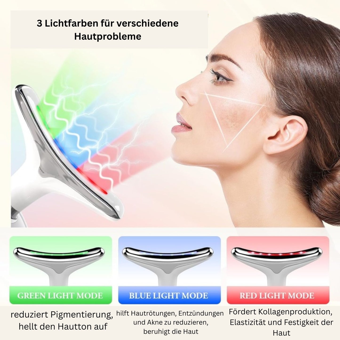 Gesichtsmassagegerät Gegen Falten,Anlan Gesicht Schönheit Gerät Mit 3 Modi,45℃ V Face Beauty Meter Gesichtsgerät Für Hautstraffung & Lifting EMS Gesichtsmassage Für Damen Herren V Shape Face Gerät