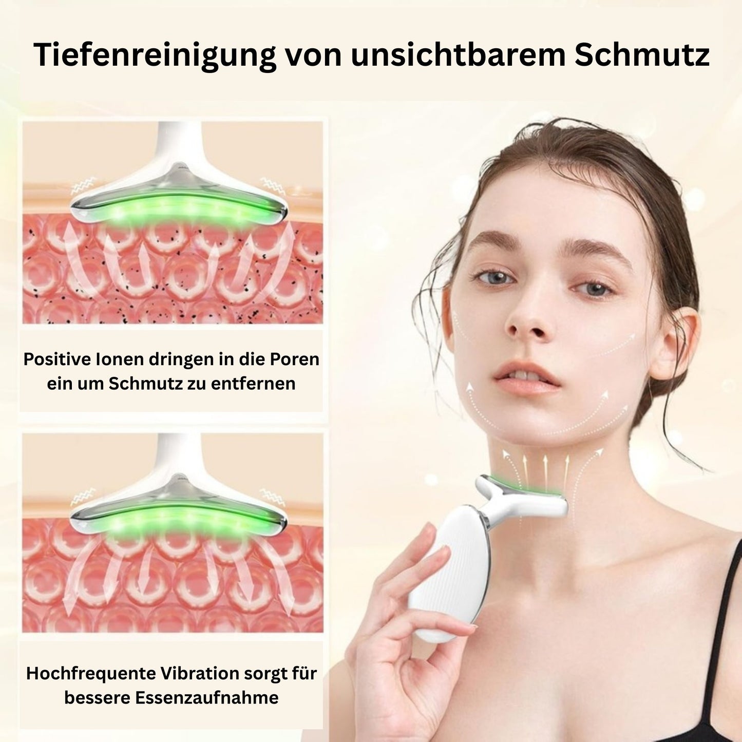 Gesichtsmassagegerät Gegen Falten,Anlan Gesicht Schönheit Gerät Mit 3 Modi,45℃ V Face Beauty Meter Gesichtsgerät Für Hautstraffung & Lifting EMS Gesichtsmassage Für Damen Herren V Shape Face Gerät