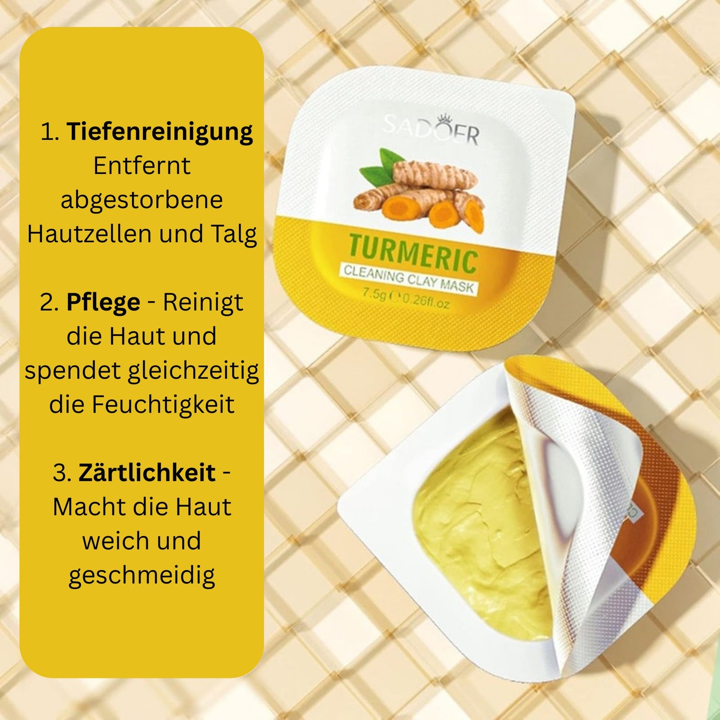Clay Mask Tumeric, Kurkuma Gesichtsmaske, anti Aging Mud Film Face Mask, Kurkuma Ton Gesichtsmaske, Kurkuma Anti-Aging-Schlammfilmgesichtsmaske, Mitesser Und Poren