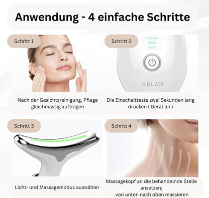 Gesichtsmassagegerät Gegen Falten,Anlan Gesicht Schönheit Gerät Mit 3 Modi,45℃ V Face Beauty Meter Gesichtsgerät Für Hautstraffung & Lifting EMS Gesichtsmassage Für Damen Herren V Shape Face Gerät