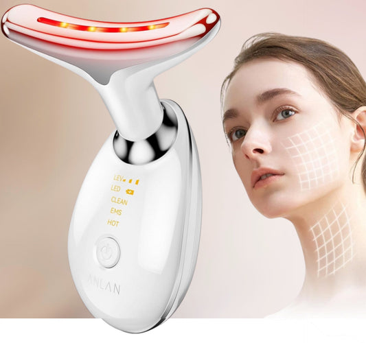 Gesichtsmassagegerät Gegen Falten,Anlan Gesicht Schönheit Gerät Mit 3 Modi,45℃ V Face Beauty Meter Gesichtsgerät Für Hautstraffung & Lifting EMS Gesichtsmassage Für Damen Herren V Shape Face Gerät