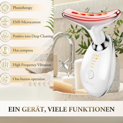 Gesichtsmassagegerät Gegen Falten,Anlan Gesicht Schönheit Gerät Mit 3 Modi,45℃ V Face Beauty Meter Gesichtsgerät Für Hautstraffung & Lifting EMS Gesichtsmassage Für Damen Herren V Shape Face Gerät