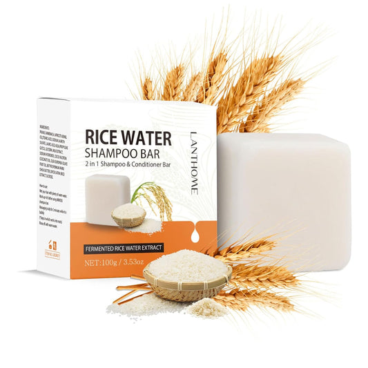 Shefave Reiswasser Shampoo Und Conditioner 2-In-1 Festes Shampoo, Fester Conditioner Für Trockenes Haar Geschädigtes & Fettiges Haar, anti Spliss Frizz, Rice Water Shampoo Bar, 100G