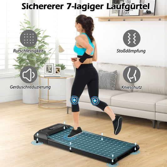 2 in 1 Laufband Unter Dem Schreibtisch Walking Pad Mit Led-Anzeige 122 X 53 X 15 Cm Schwarz/Grau/Rosa